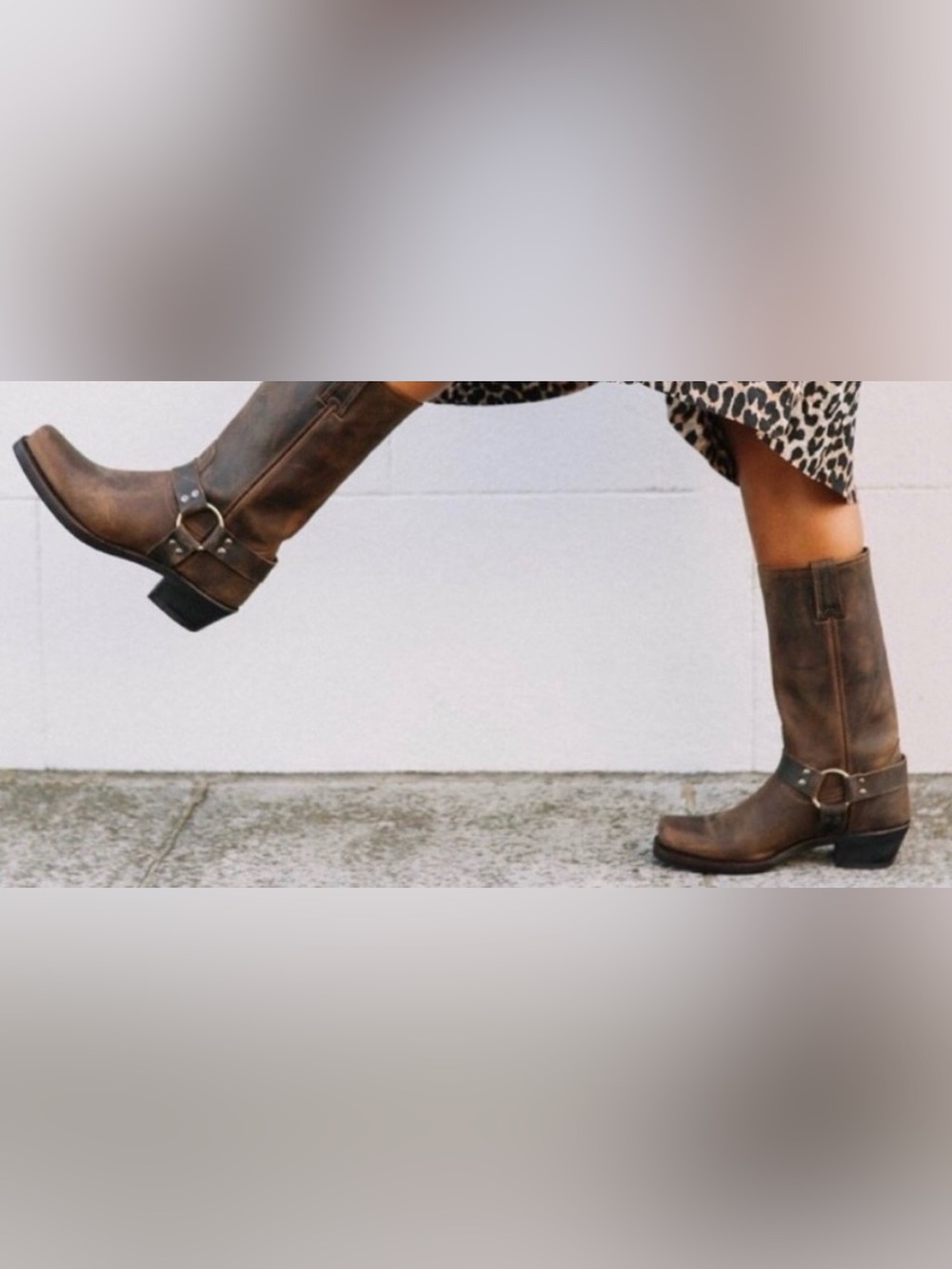 Frye harness, chestnut, brown leather iconic women’s 8 1/2 medium forever boots - Picture 4 of 11
